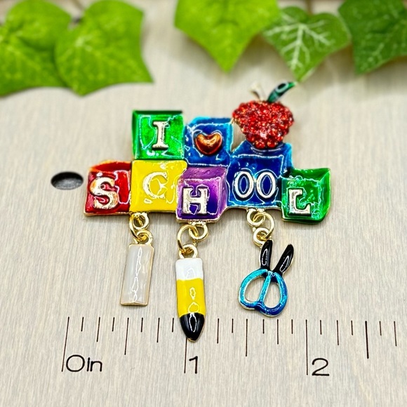 🌻 Enamel School Stationary Brooch - Picture 3 of 7